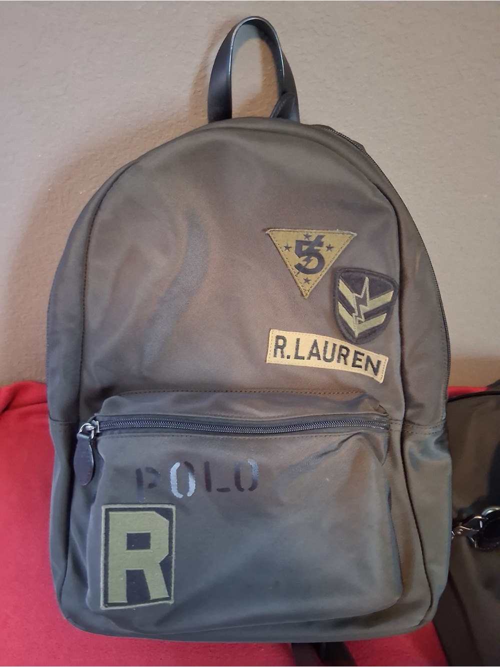 Polo by Ralph Lauren Olive Green Patch Detail Backpack